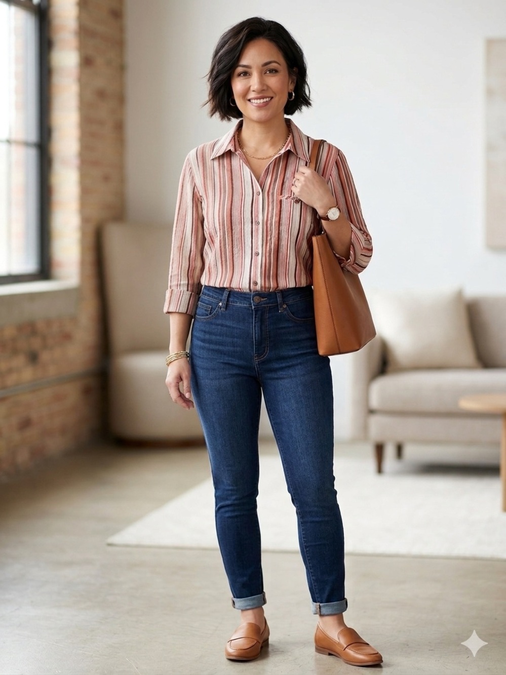 Alia Petites Striped Button Down Shirt Size 18P